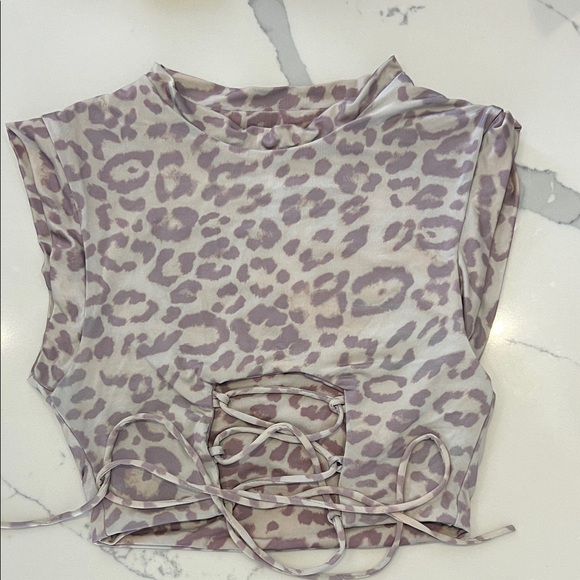 Frankie's Bikinis Other - Frankie’s Bikini Leopard Print Lace-Up Top
